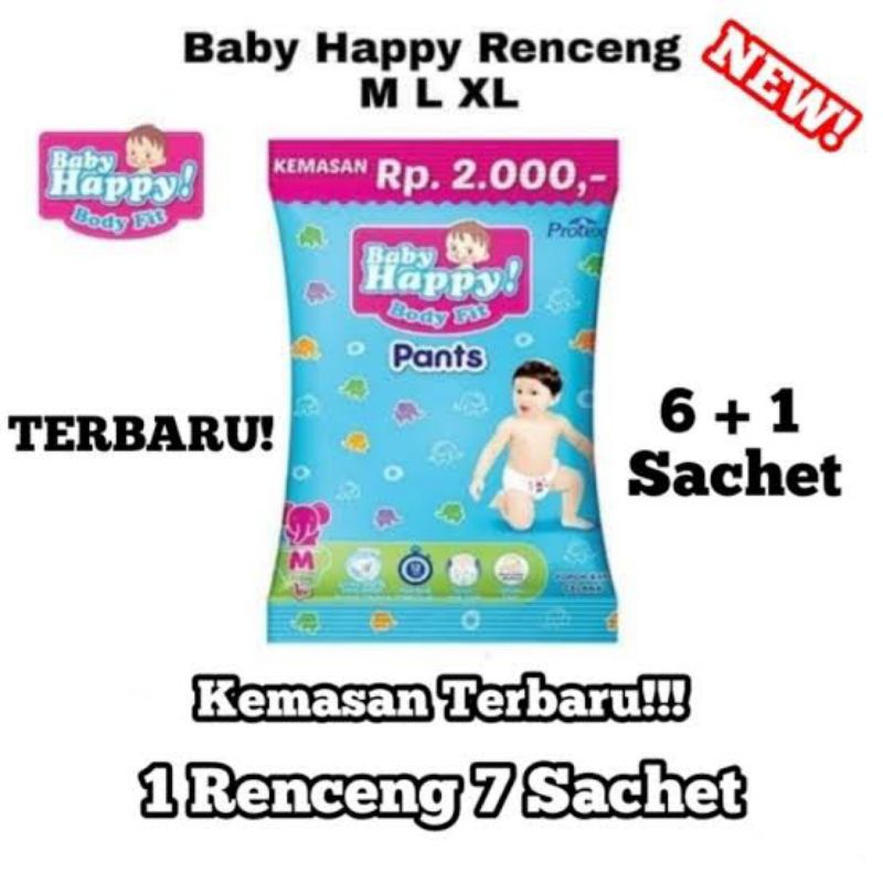 Baby Happy Renceng M L XL Terbaru Kemasan 7 Sachet