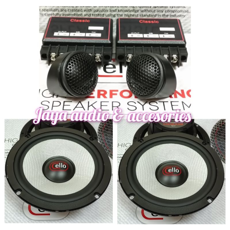 Speaker Split 2way Custom Midbass Cello TG17 plus Soft Dome Tweeter Plus Crossover 2way