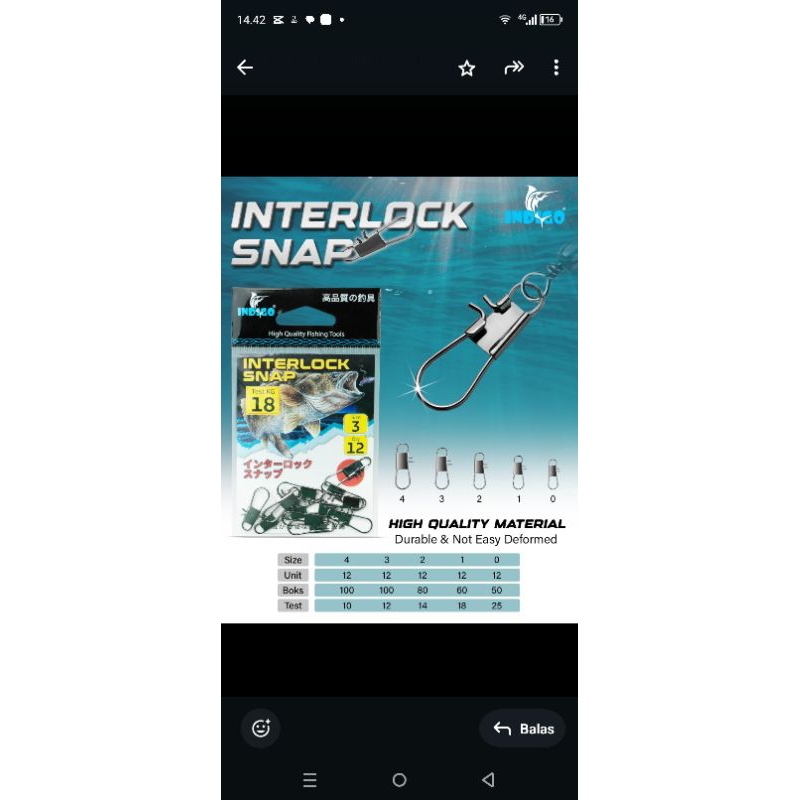 indigo interlock snap