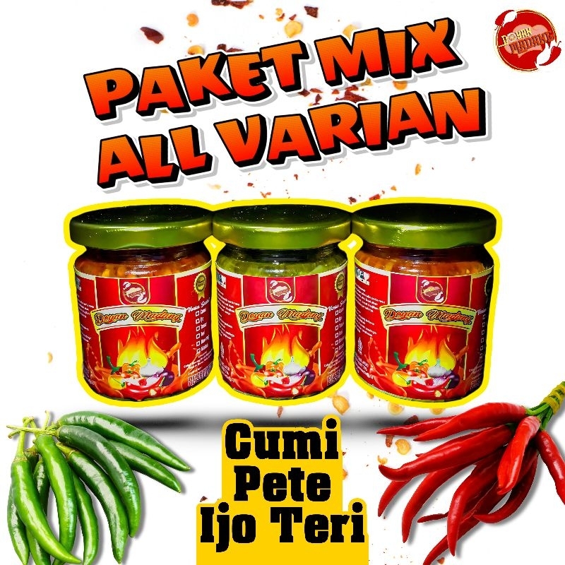 

Paket 3 Sambal Mix Cumi, Pete, Ijo Teri - Ukuran 100 ML