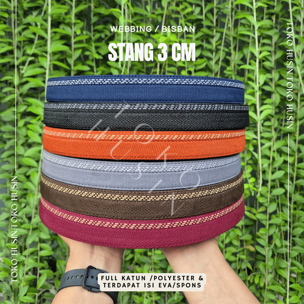Webbing Bisban Pita 3 cm POLYESTER / KATUN /PREMIUM Tali Sandal Stang