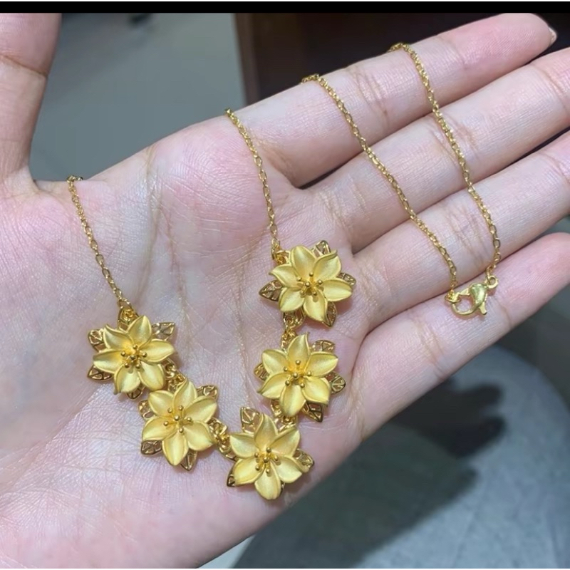 kalung bunga kendari replika emas asli warna 24k