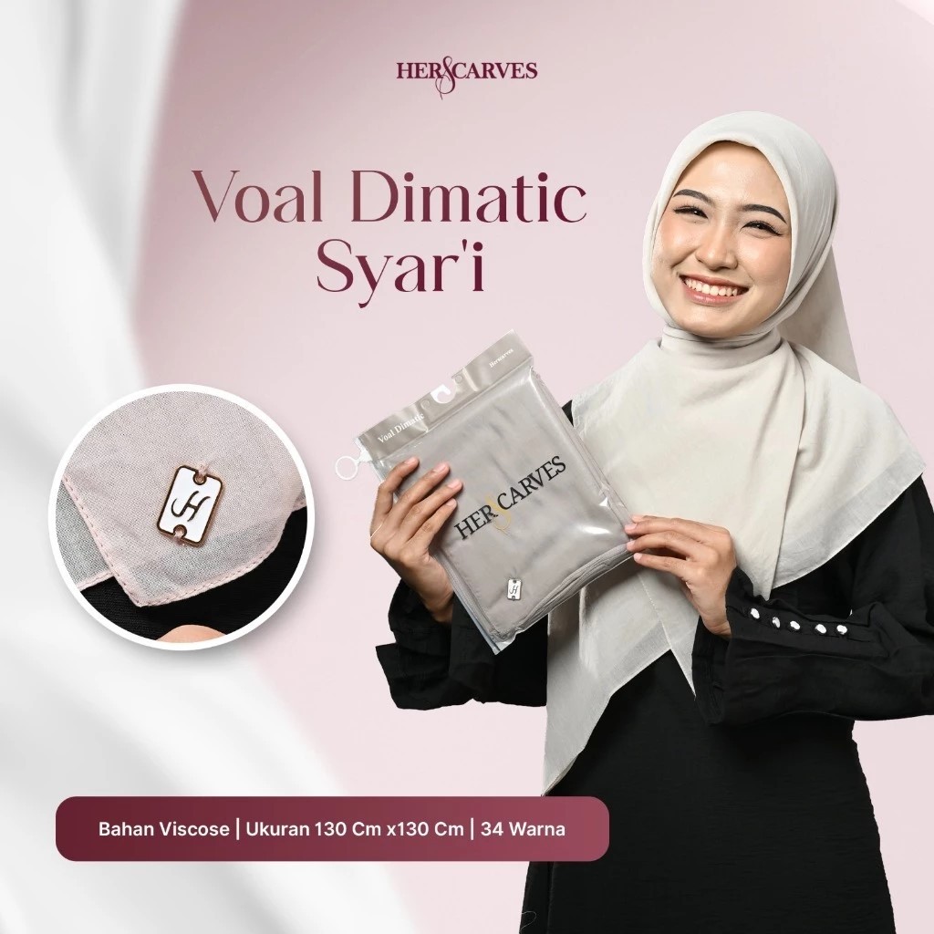 HerScarves Voal Dimatic Syari Pouch / Jilbab Muslim Syari Square