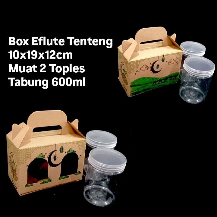 

(10 Pcs)Box Tenteng 2 Toples Tabung 600ml Dus Tabung 400ml Isi 4 Kotak Hampers Lebaran 10x19x12 Cm