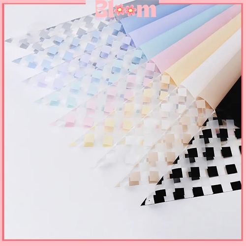 

20 Lembar Kertas Buket Bunga Transparan Frame Kotak Flower Wrapping Paper Cellophane Buket KB6112