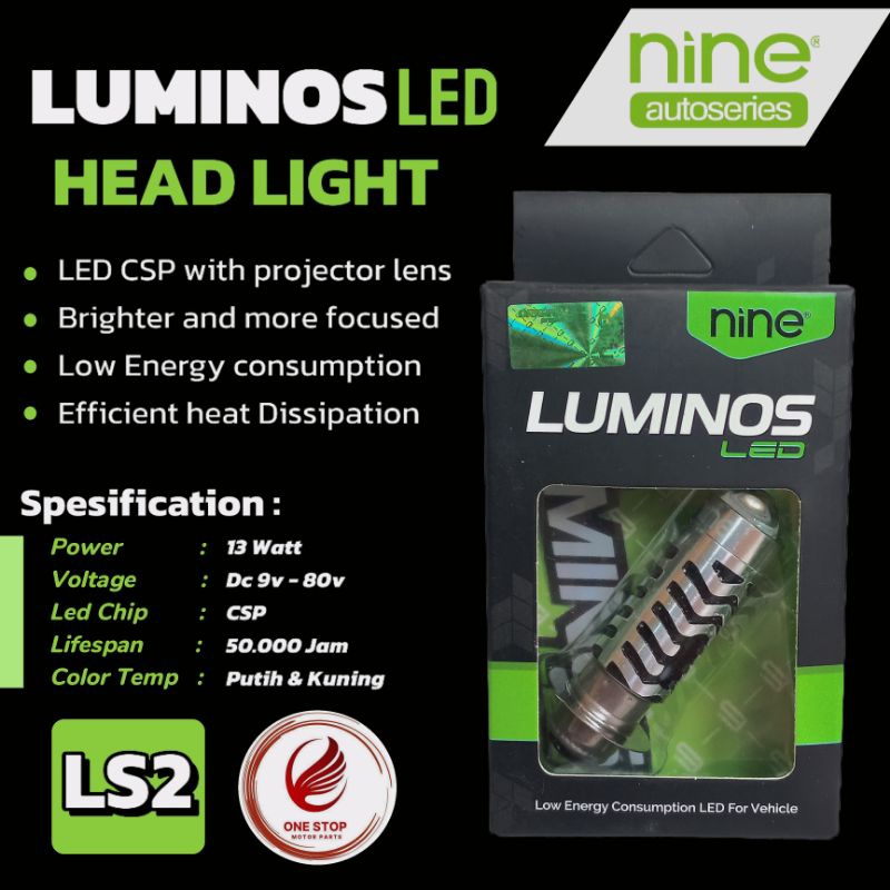 Lampu depan Laser LED LS2 , LS2 RGB 2 in 1 putih kuning PNP bebek & matic H6 kaki 1 Asli Luminos