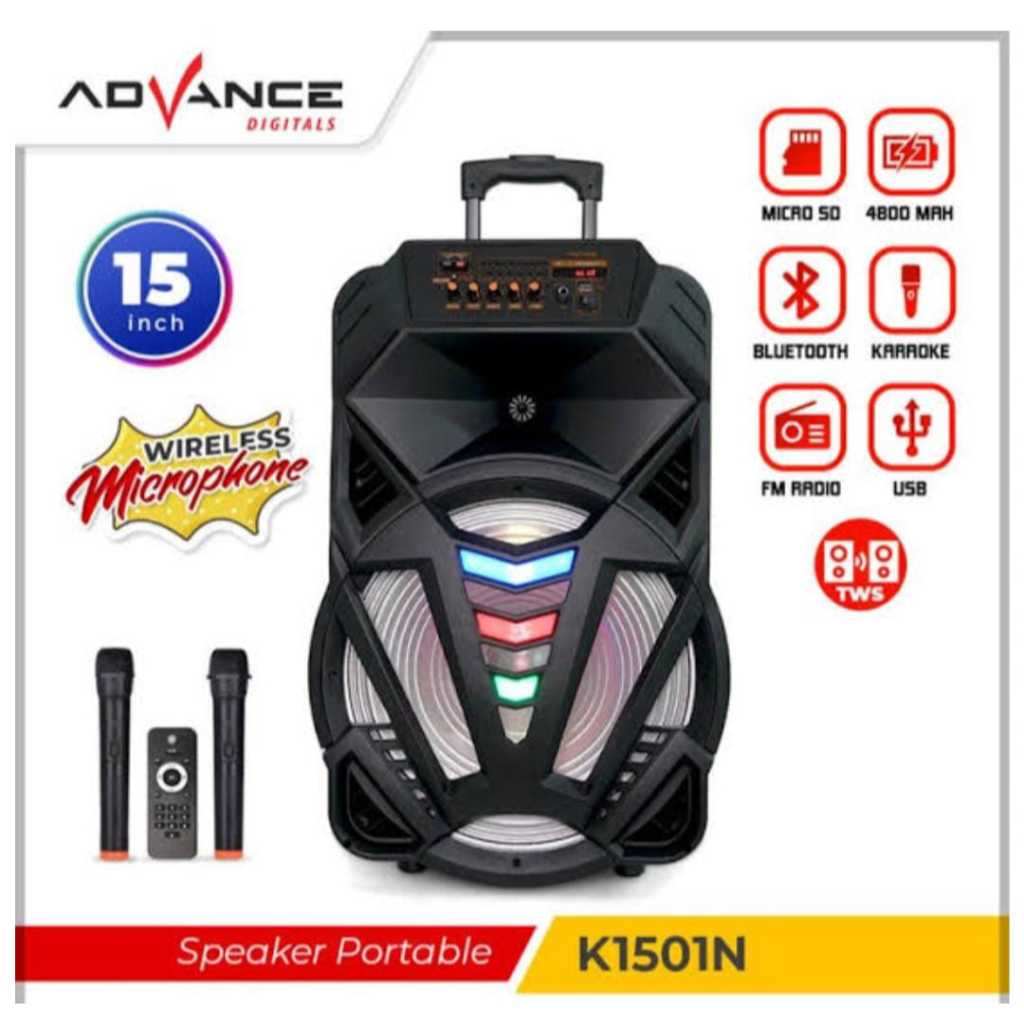 ADVANCE K-1501N Speaker Portable/Ampli Meeting BLUETOOTH - 15 inch Speaker meeting portable Advance 