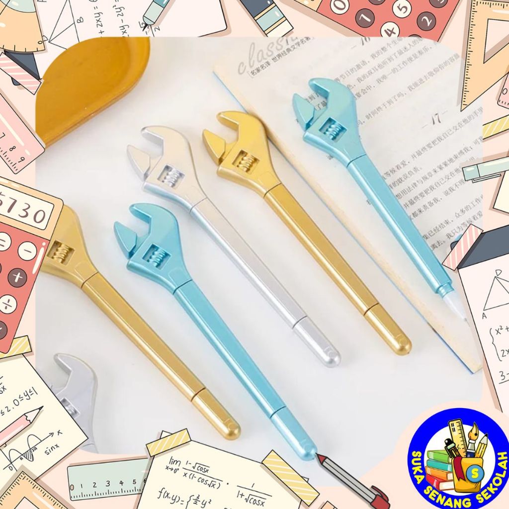 

NEW SELUSIN Pulpen Unik Motif Kunci Inggris / Wrench Pen S0256 RBU