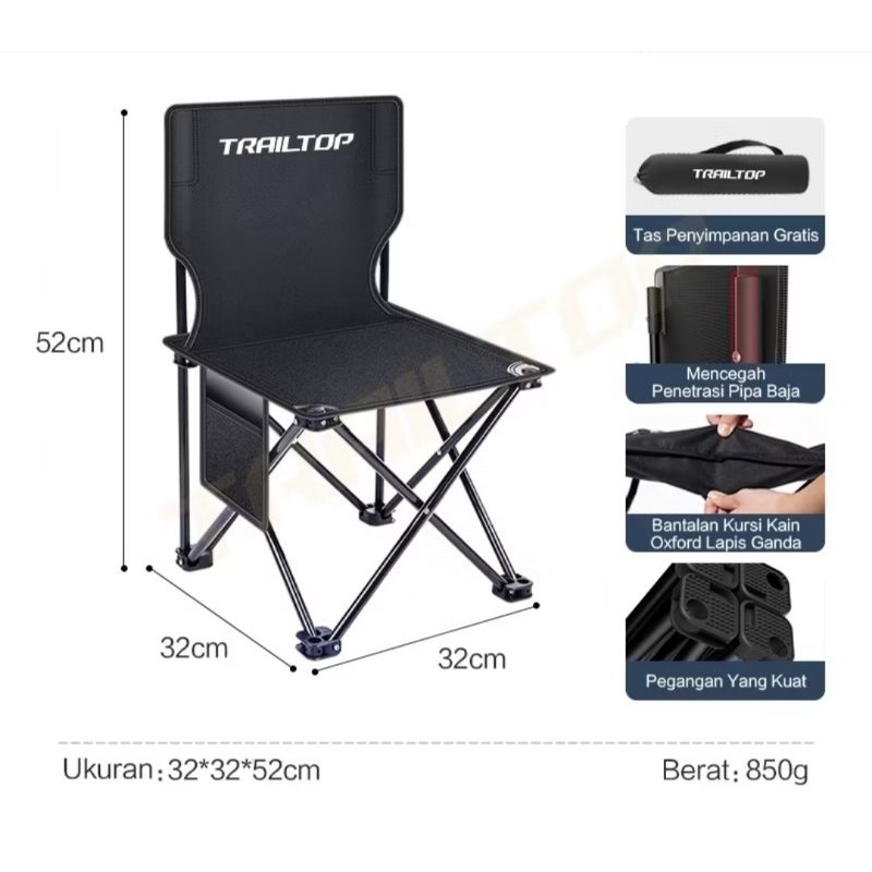 kursi lipat outdoor camping kursi lipat trailtop ukuran L