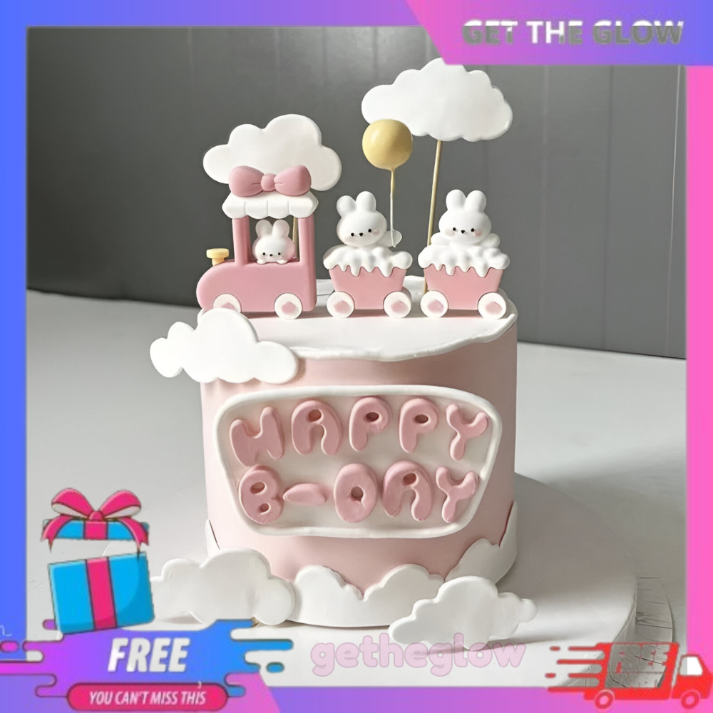 Topper Karakter Rabbit Train Lucu Topper Kue Ulang Tahun Kelinci Lucu Hewan Satwa Gajah Singa Dekora