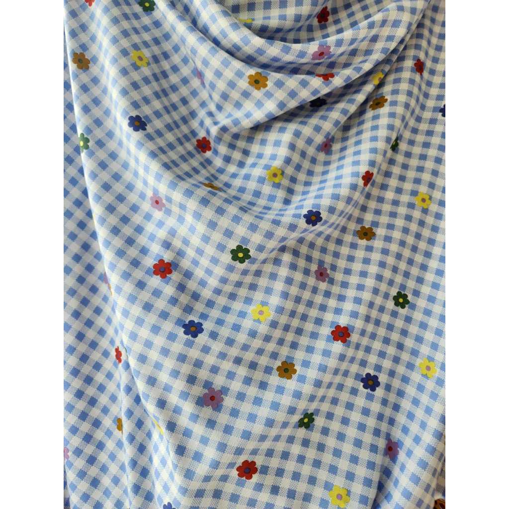 kain katun rayon viscose motif kotak kotak love kotak kotak bunga terbaru best seller