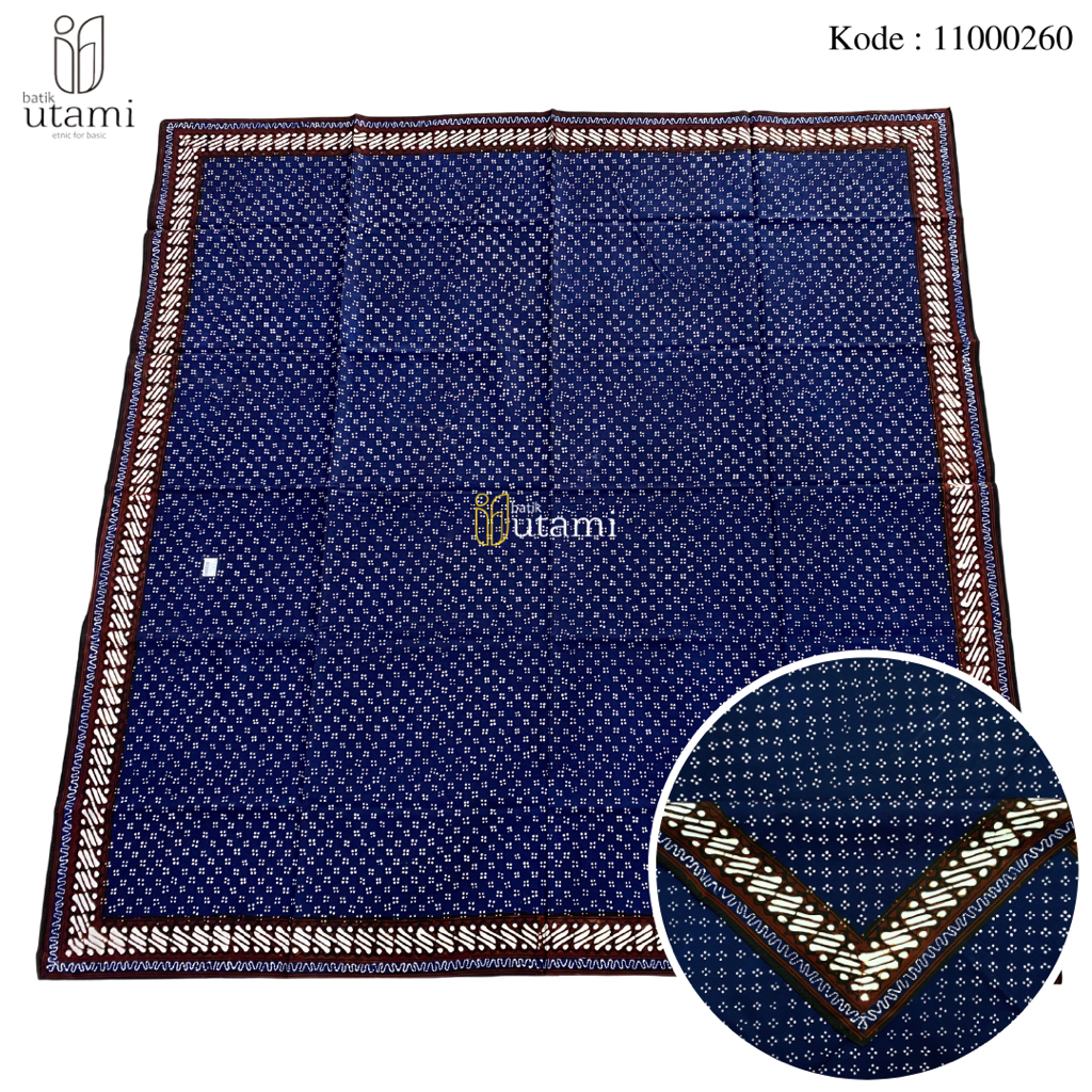 BAHAN IKET UDENG BLANGKON 260 MOTIF TLITIK KLITIK MRUTU SEWU BIRU DONGKER SOGAN