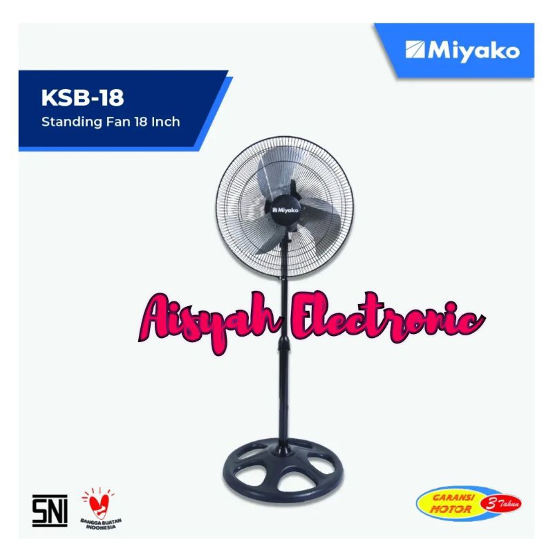 KIPAS ANGIN MIYAKO BERDIRI BESI KSB-18 GARANSI RESMI