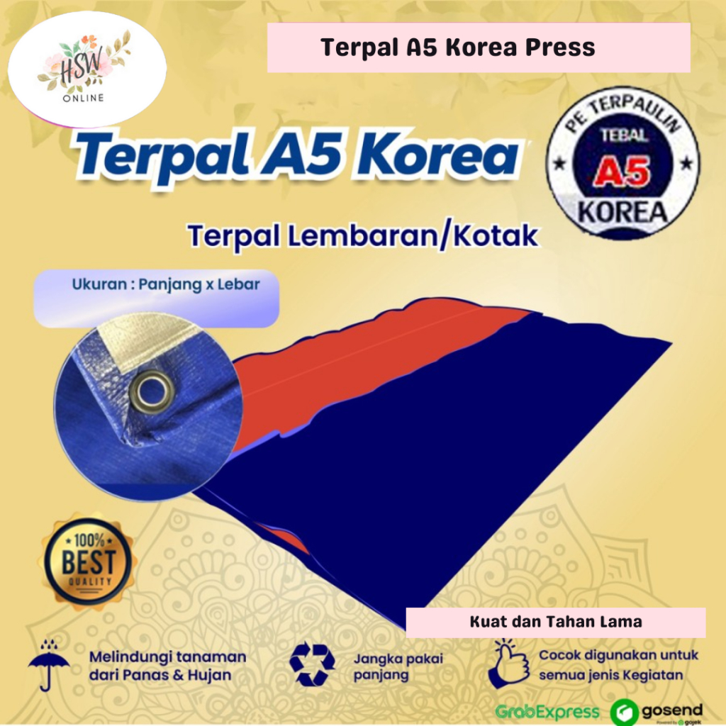 Terpal Plastik Tenda A5 Korea Ukuran 2x3 3x3 3x4 4x6 Meter Impor Terpal Tebal Anti Air Lubang Kancin