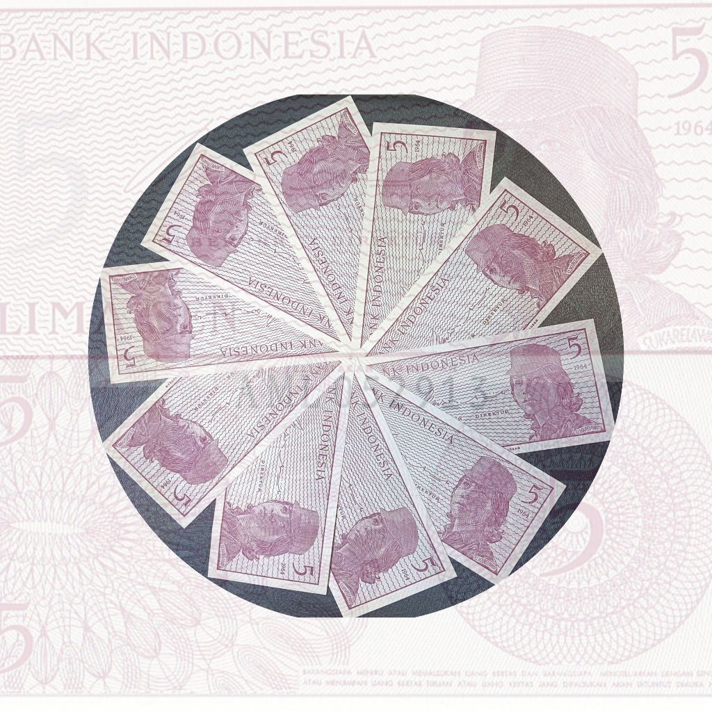 # Paket 10 lembar nomer seri urut - Uang kuno 5 Sen tahun 1964 seri Sukarelawan Dwikora