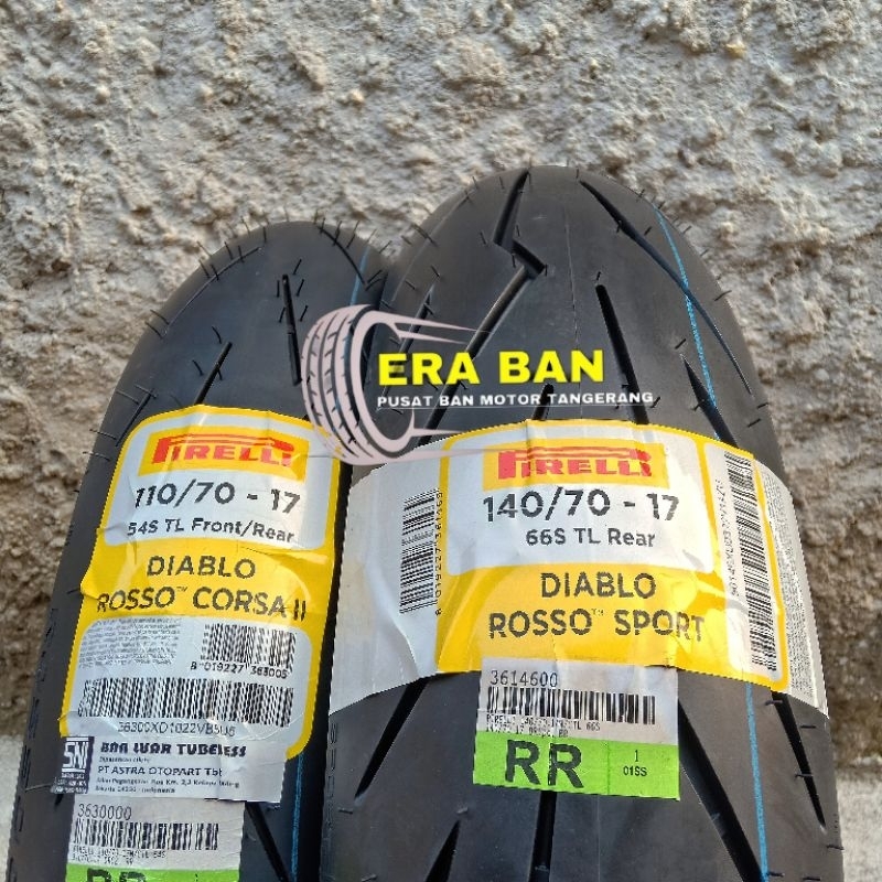 SEPASANG - Ban 110/70-17 & 140/70-17 Pirelli Diablo Rosso Corsa 2 & Diablo Rosso Sport For R15 CBR M