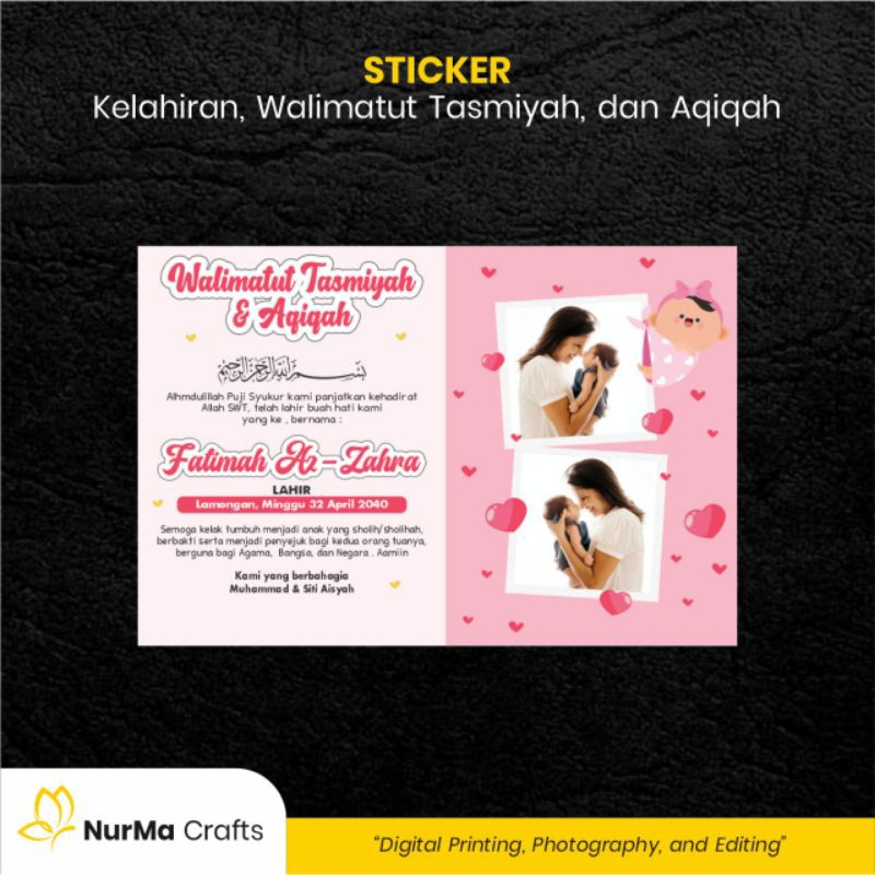 

Stiker Bayi (Walimatut Tasmiyah dan Aqiqah) - Kertas Sticker Bontak / Kertas Art Cartoon