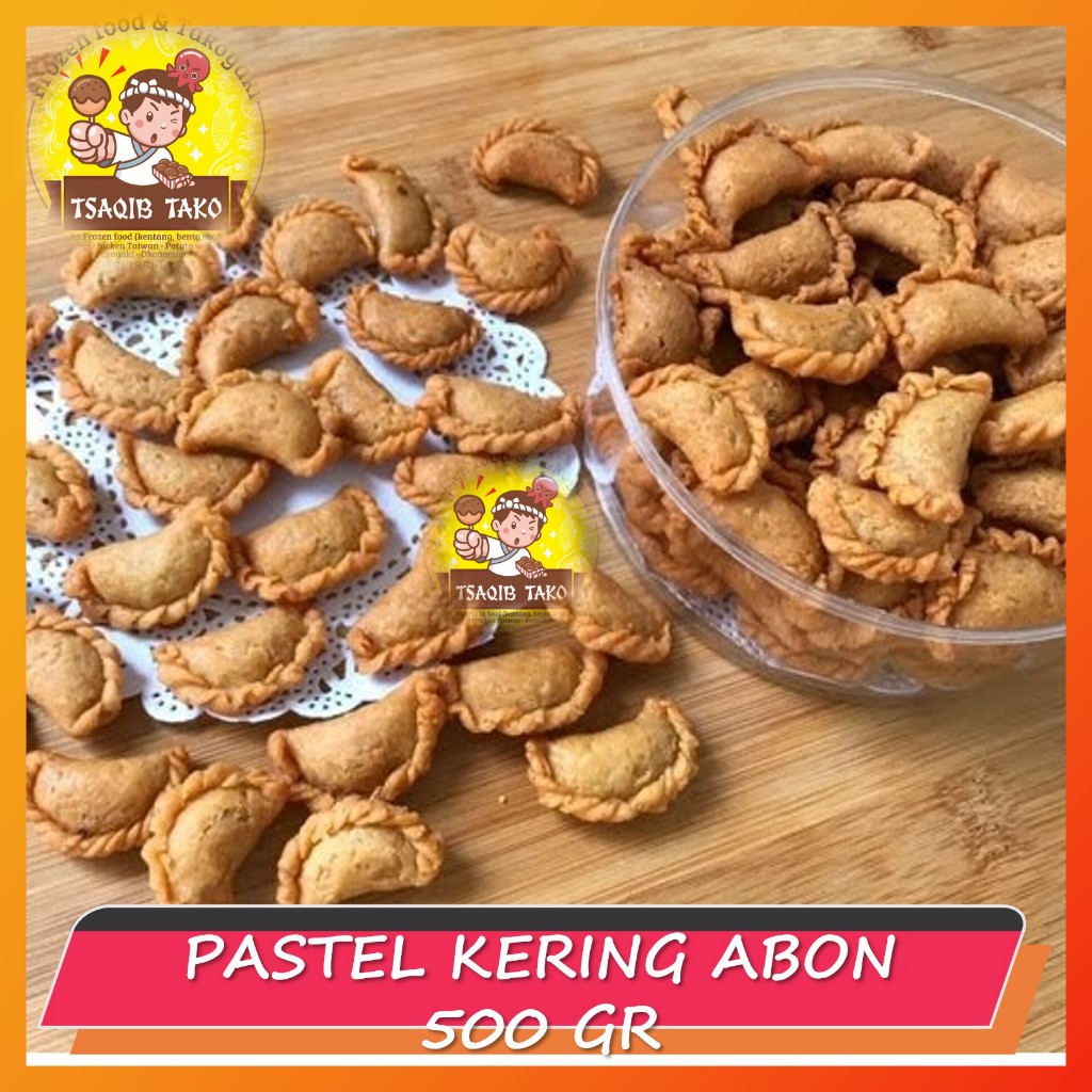 

Pastel Kering Isi Abon 500 GR Pastel Renyah Gurih Isi Abon Terenak