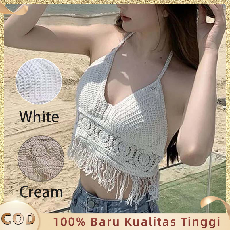 Bikini Rajut Bali Pantai Bra Rajut Vest Rumbai Rajut Bh Bikini Crochet Bohemian Bali