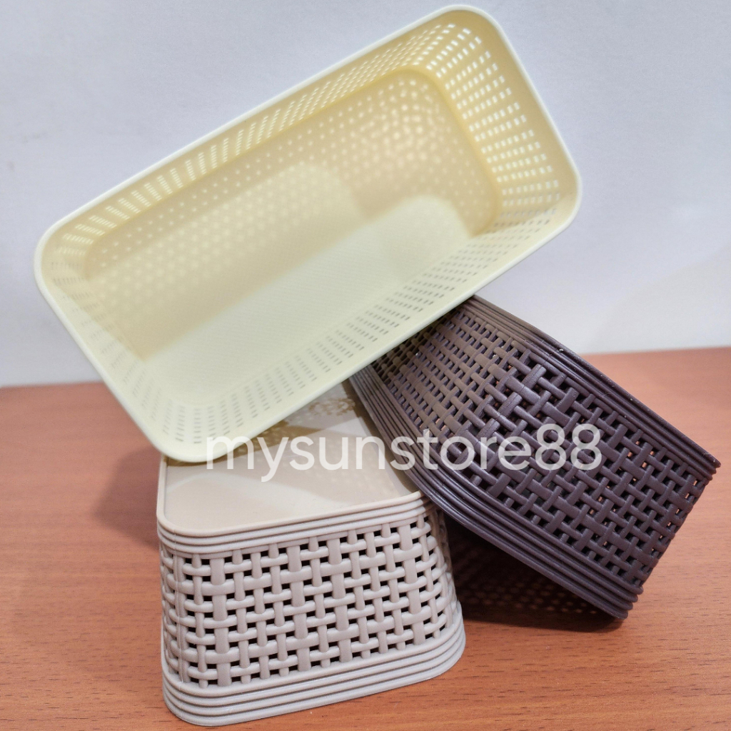 Keranjang Plastik Kecil 761 Premium / Keranjang Parcel / Wadah Laci Organizer / Keranjang Anyam Serb