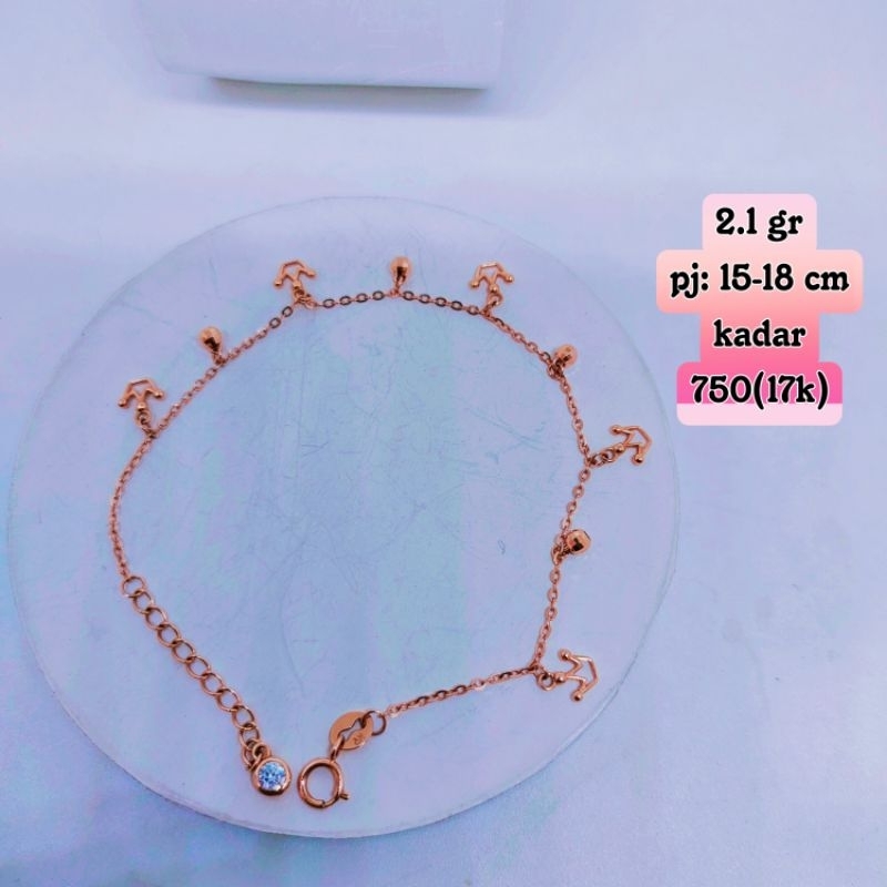 gelang tangan emas model rantai kelincingan terbaru (sesuai foto).mas kadar 750(17k)