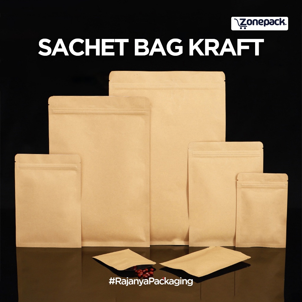 Sachetbag  Kraft Alumunium  Ziplock| Kemasan Kertas Bubuk Kopi Snack Masker Teh Bumbu | Kemasan Sach