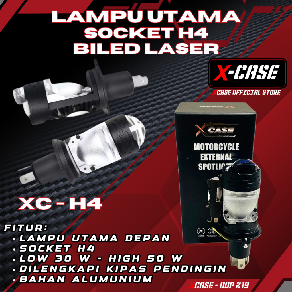 X-Case Biled Laser Socket H4 Premium Devil Eye 3 Warna Motor Vixion Klx Ninja 150 R RR XC H4 DP 219