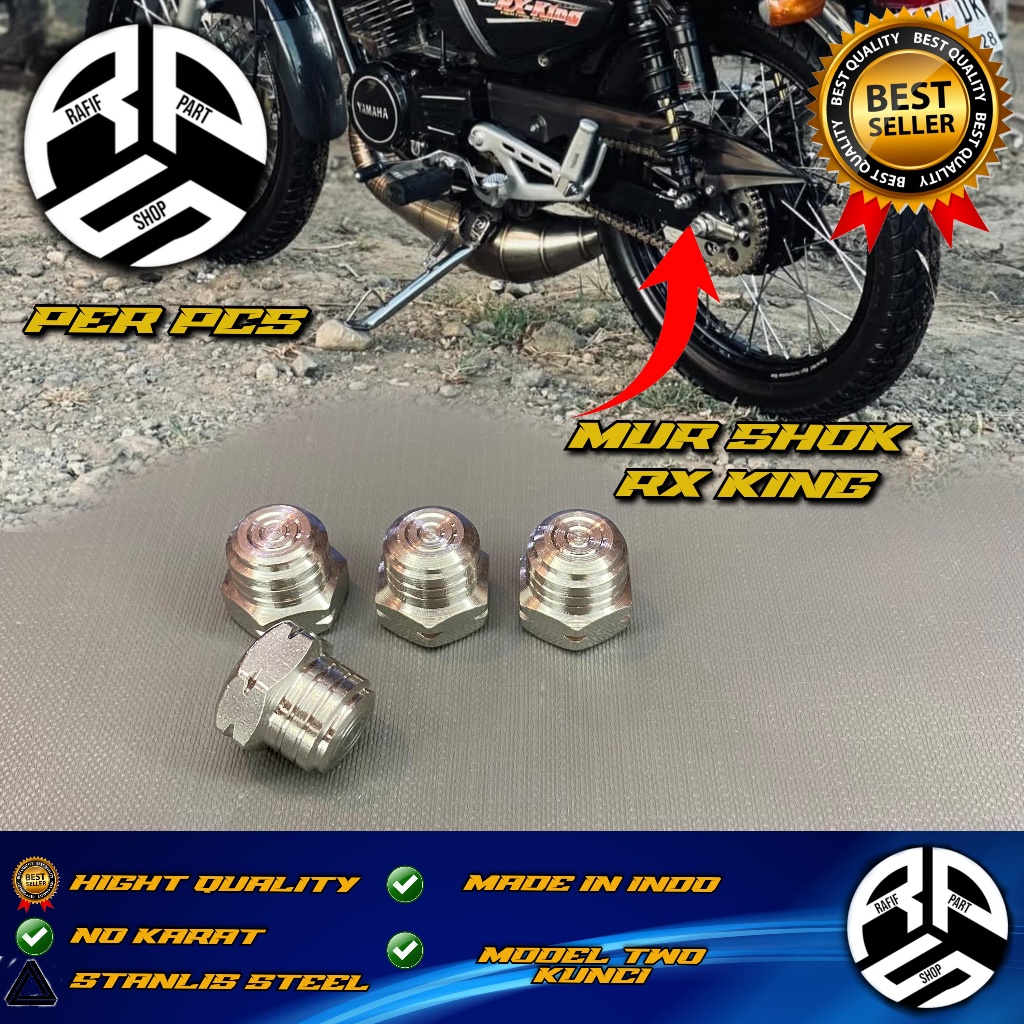 Mur Topi Ring M10 Drat 14 picth 1,25 Stainless CNC Shock Belakang RX KING Drat HALUS By TJ Factory