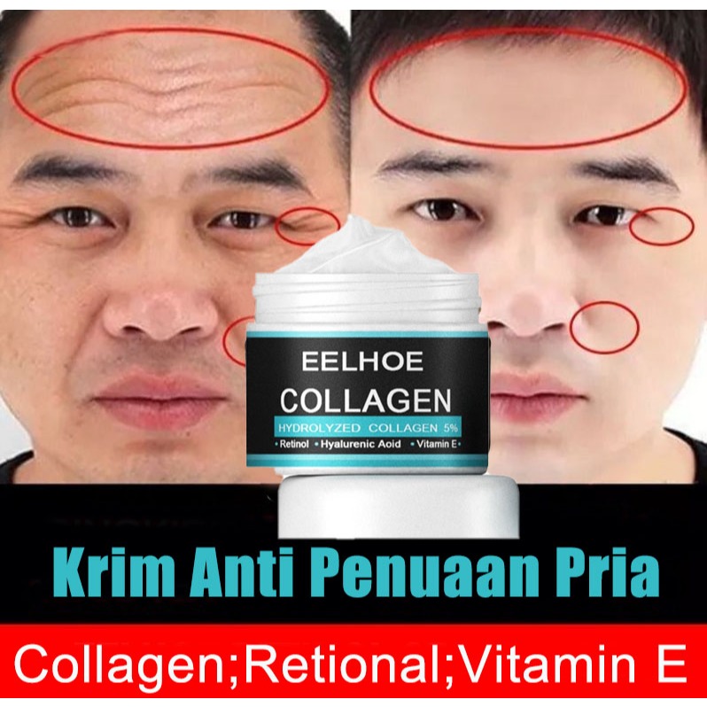 Krim Pria Pemutih Wajah Pelembut Penipis Anti Kerut Penuaan Penghilang Keriput Krim Perawatan Kulit 