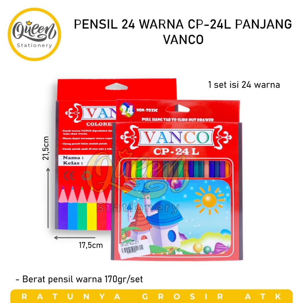 

1 SET PENSIL 24W CP-24L PANJANG VANCO / PENSIL WARNA PANJANG / ALAT MEWARNAI