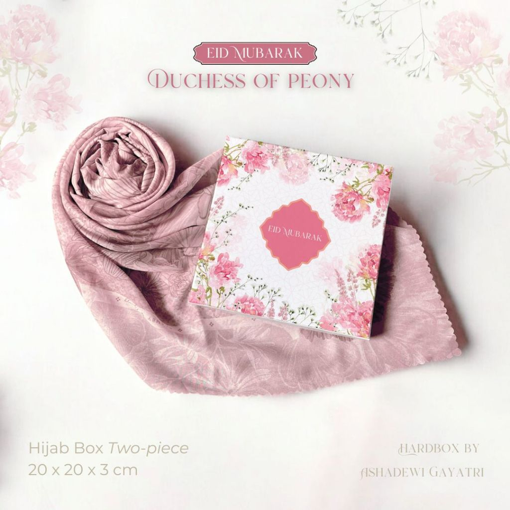 

HARDBOX BY ASHADEWI - HIJAB BOX TWO-PIECE - DUCHESS OF PEONY (20X20X3) / SCARF BOX / HAMPERS LEBARAN