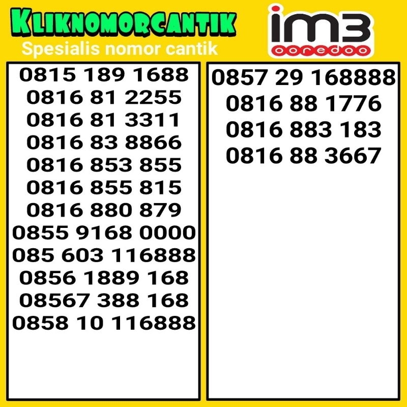 nomor cantik Indosat IM3 168 kartu perdana Indosat 4G&5G A9