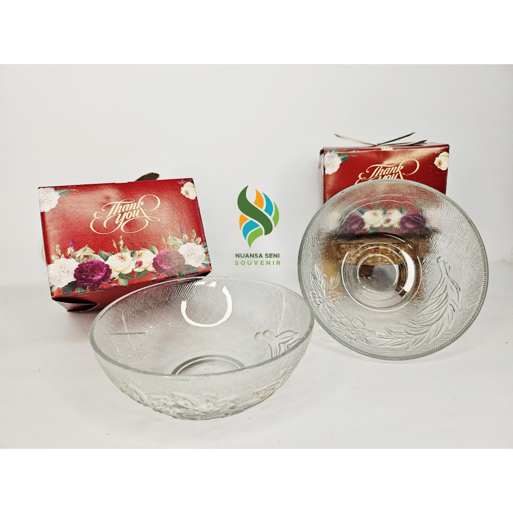 Souvenir Mangkok Kobokan Beling Bowl Sambal Kaca Jumbo Motif Polos Kemas Paper Box