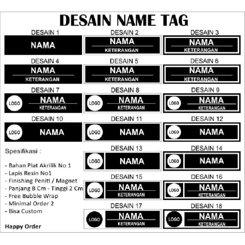

Nama Tag/ nama dada / pengait magnet