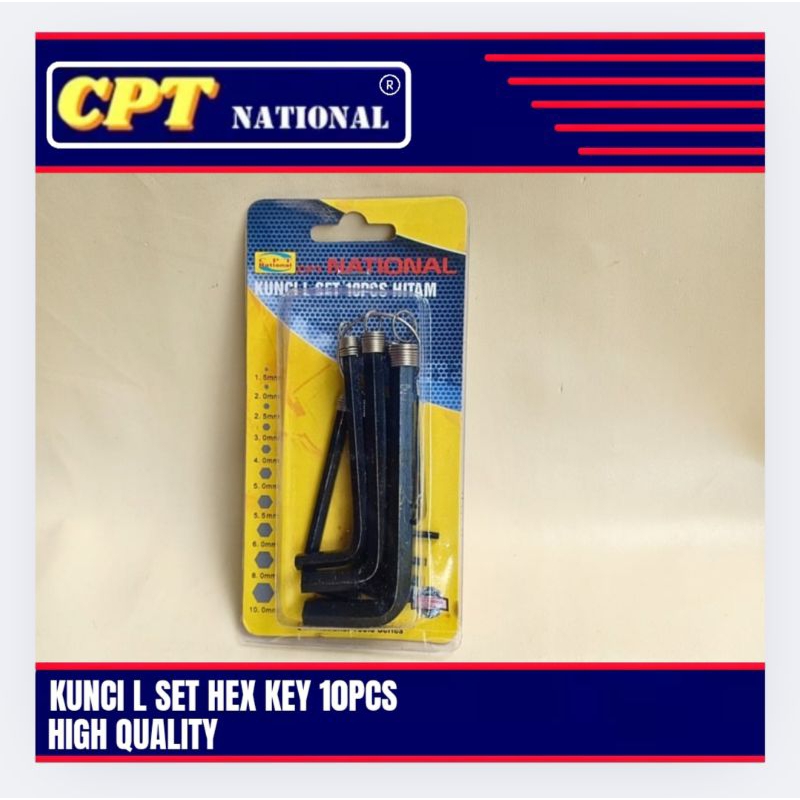Kunci L Set 10pcs Kunci L Hex Key Set Hitam Cpt National