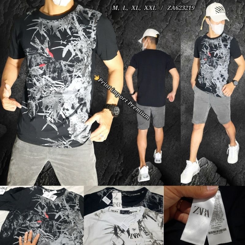 kaos pria import Premium baju cowok kaos zara import Premium ZA623219 bahan kaos Tshirt super halus 