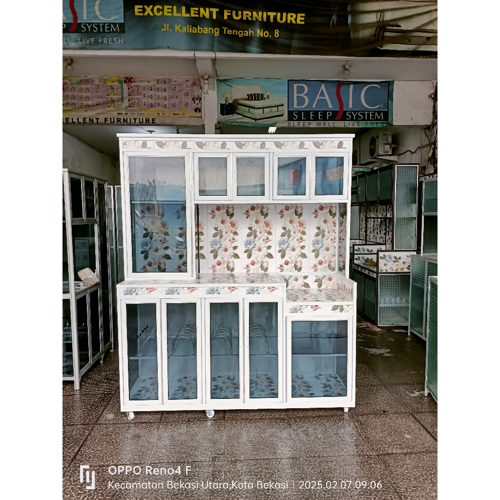 150*45*180rak piring 5 pintu gendong 1 tiang alumunium holo/rak piring/lemari piring/rak dapur/rak p