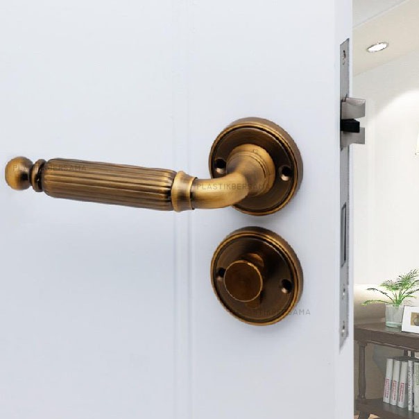 Promo Handle Pintu Rumah / Gagang Pintu Rumah Kuningan Motif Gold