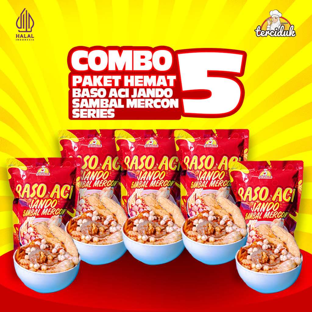 

(DAPAT 5 BUNGKUS BASO ACI) - Paket Hemat Baso Aci Jando Sambal Mercon Terciduk 5 Bungkus - Murah Terlaris