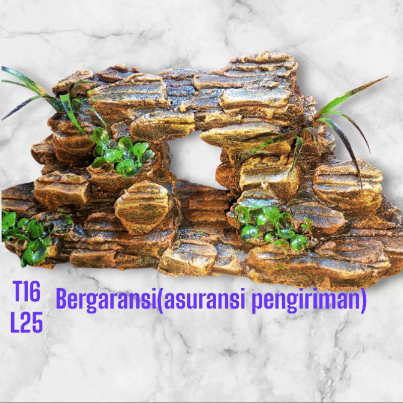 Tebing aquascape ornamen gua batu
