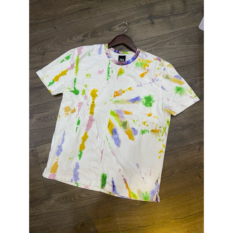 Zara tie dye T-Shirt White. 100% original. Size S. baju kaos pria putih tie dye. 2nd