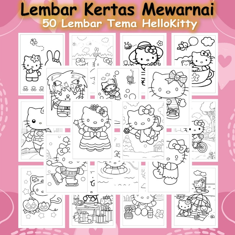 

Kertas Gambar Mewarnai 50 Lembar Tema Hello Kitty