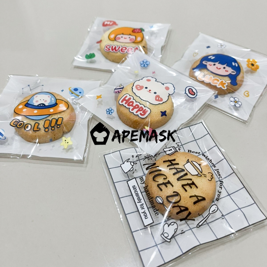 plastik cookies roti cookies opp kue donut perekat kemasan lucu