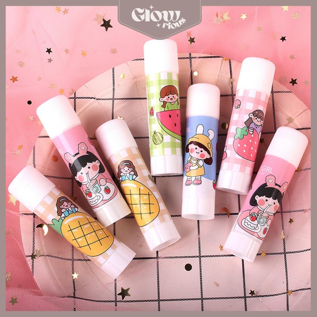

GR Lem Perekat Kertas Padat Glue Stick Lem Stik Batang Putar Sekolah Kantor Motif Korea Lucu Alat