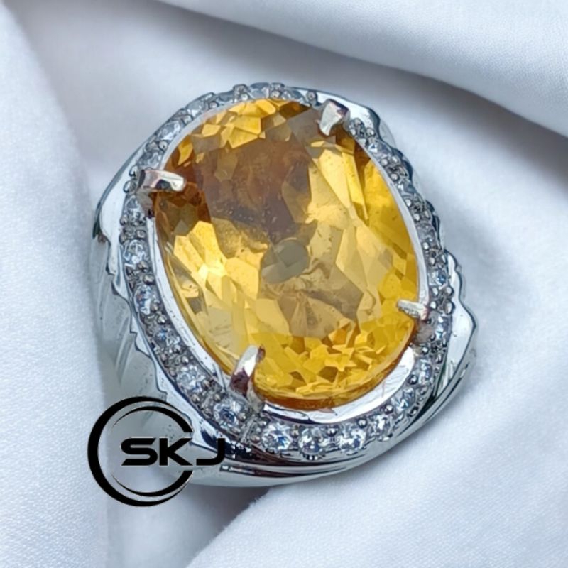 CINCIN BATU PERMATA YELLOW CITRINE ASLI NATURAL