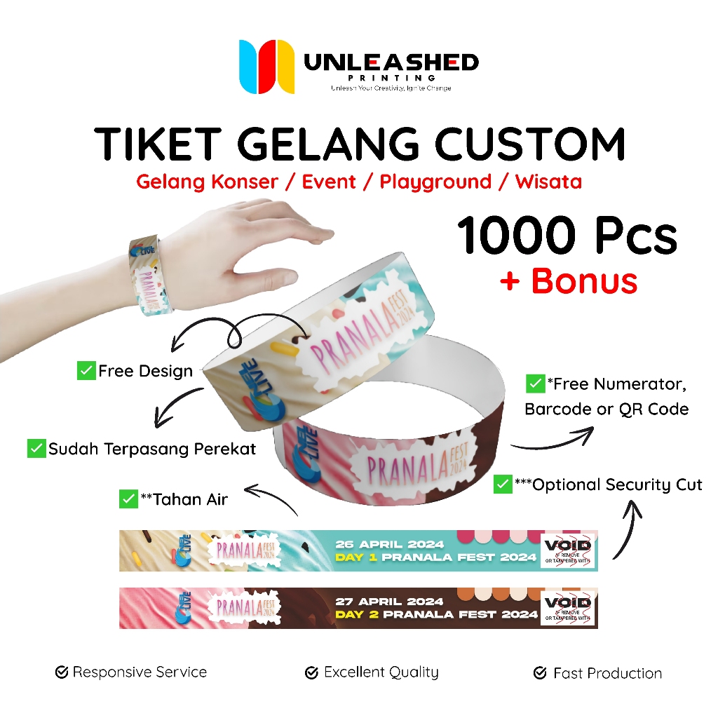 

1000PCS TIKET GELANG CUSTOM | GELANG EVENT CUSTOM / PLAYGROUND / WISATA | TIKET GELANG UNLEASHED