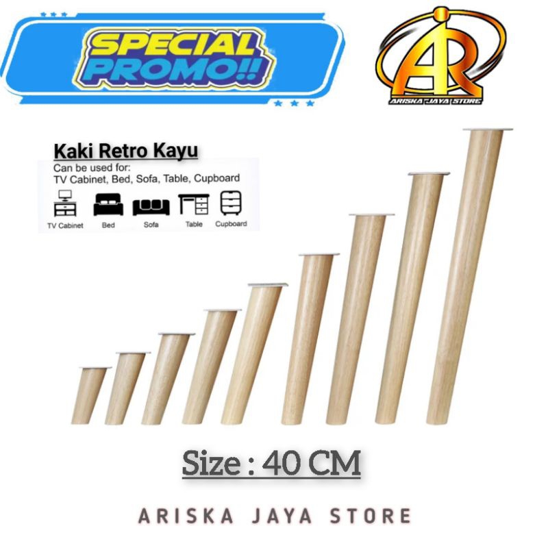 Kaki retro kayu | kaki meja kayu 40 CM / miring