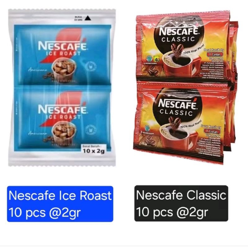 

Nescafe Ice Roast Americano & Clasic renceng (10pcs@2gr) Coffe Nescafe diet