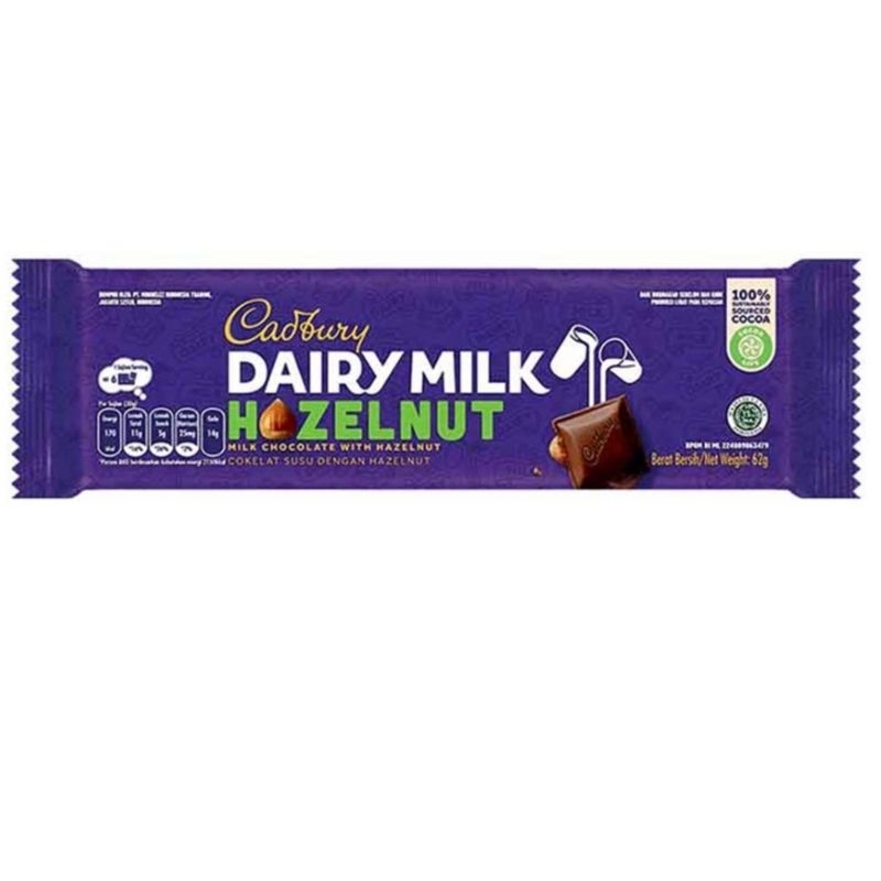 

Coklat Cadbury Dairy Milk Hazelnut , Dairy Milk Fruit Nut , Dairy Milk Blackforest 62gr