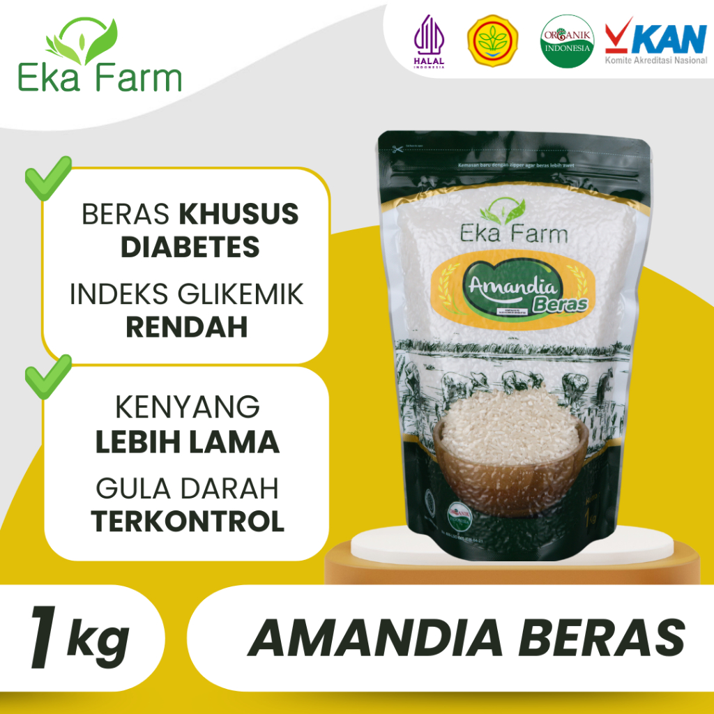 

Beras Diabetes Amandia Organik Kemasan Vakum 1kg - Eka Farm Official
